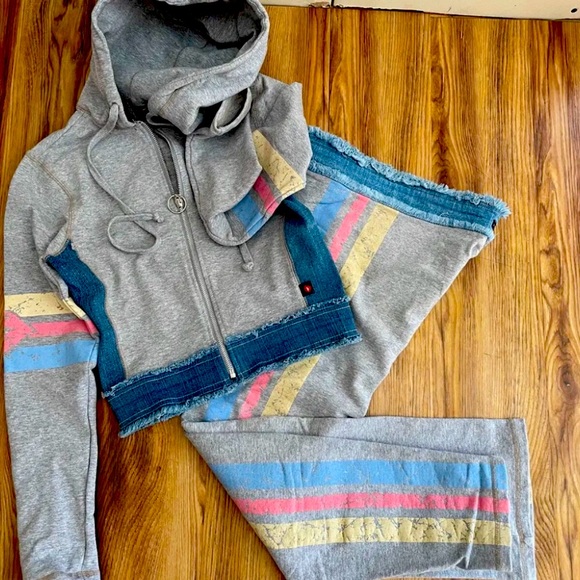 Vtg. HOTKISS French Terry Full Zip Cropped Hooded Active Wear Set Sz XS NEW! - Picture 2 of 4